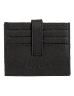 Mocha Leather Foldover Card Holder Black