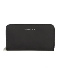 Mocha Kristi Leather Wallet Black/Silver