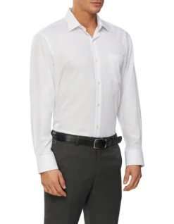 Van Heusen Wash'N'Wear Textured Long Sleeve Business Shirt White