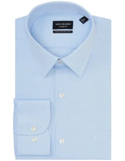 Van Heusen Wash'N'Wear Textured Long Sleeve Business Shirt Blue -Myer Clothing Shop 833134330 4 720x928