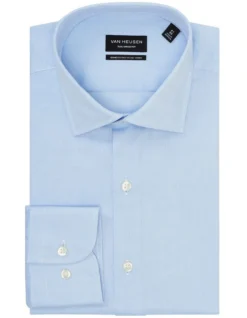 Van Heusen Wash'N'Wear Plain Euro Long Sleeve Business Shirt Blue -Myer Clothing Shop 833134780 4 720x928