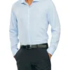 Van Heusen Wash'N'Wear Plain Slim Long Sleeve Business Shirt Blue