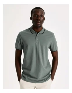 Amalfi Pique Polo In Khaki