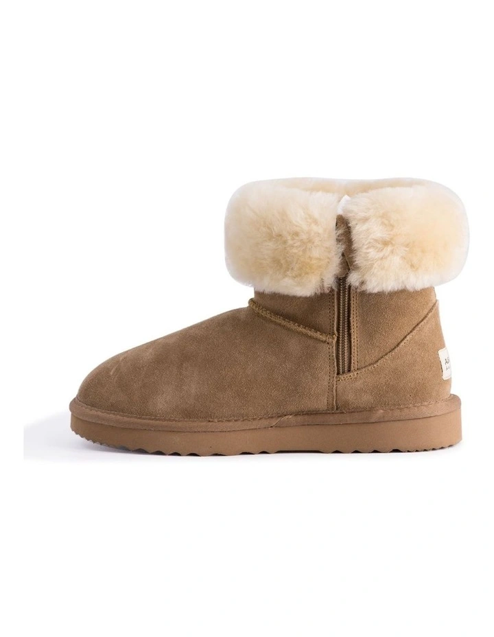 Mid Calf Zip-Up Sheepskin Boot Chestnut/Tan 4 Mid Calf Zip-Up Sheepskin Boot Chestnut/Tan - Image 4
