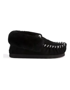 Hand Stitched Womens Sheepskin Moccasin Black -Myer Clothing Shop 837292690 3 720x928