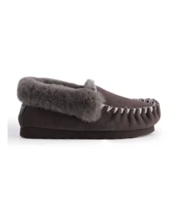 Hand Stitched Womens Sheepskin Moccasin Dark Grey 9 Hand Stitched Womens Sheepskin Moccasin Dark Grey -Myer Clothing Shop 837293950 3 720x928