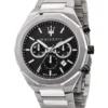 Maserati Stile Chrono Black Dial Bracelet Black Stainless Steel Chronograph Watch
