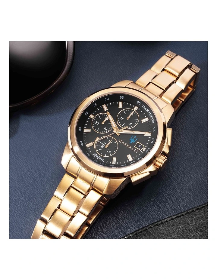 Maserati Successo Solar Gold Gold Stainless Steel Chronograph Watch 6 Maserati Successo Solar Gold Gold Stainless Steel Chronograph Watch - Image 6