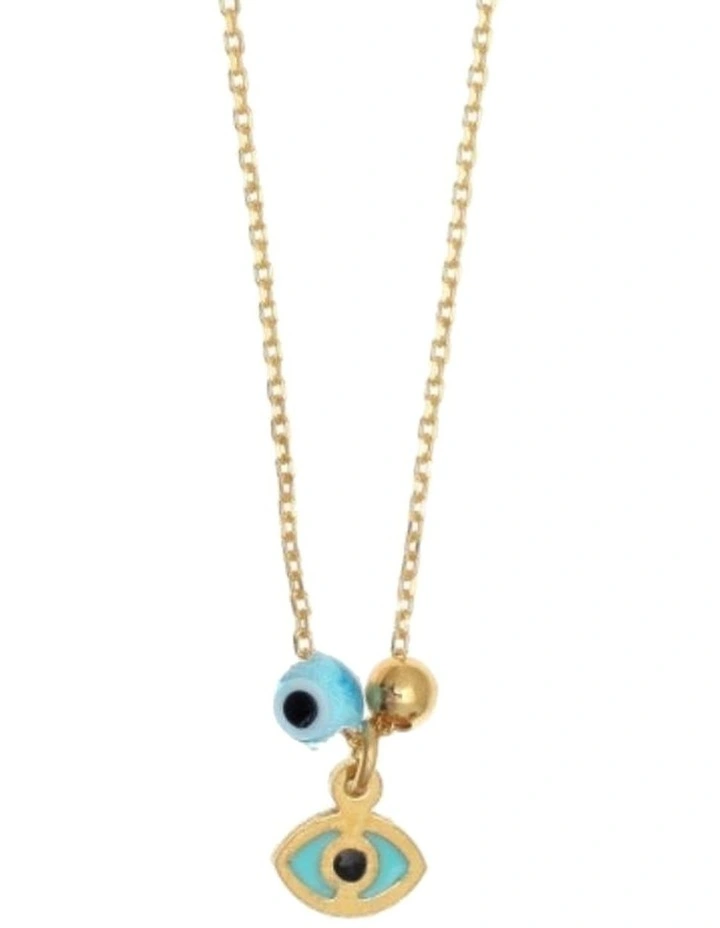 Wish Luck/Lucky Baby Enamel Evil Eye And White Zircon Silver 925 Gold Plated Necklace 1 Wish Luck/Lucky Baby Enamel Evil Eye And White Zircon Silver 925 Gold Plated Necklace