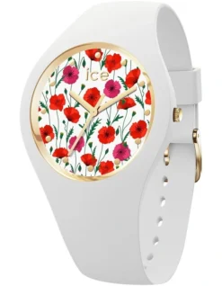 Ice-Watch Ice Flower Poppy Small White Silicone Quartz Watch