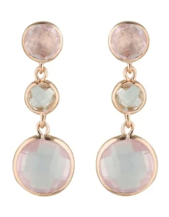 Diantha Rose Quartz Rose Gold Drop Earrings