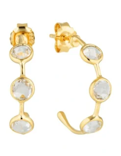 Kiklo White Topaz Gold Hoop Earring
