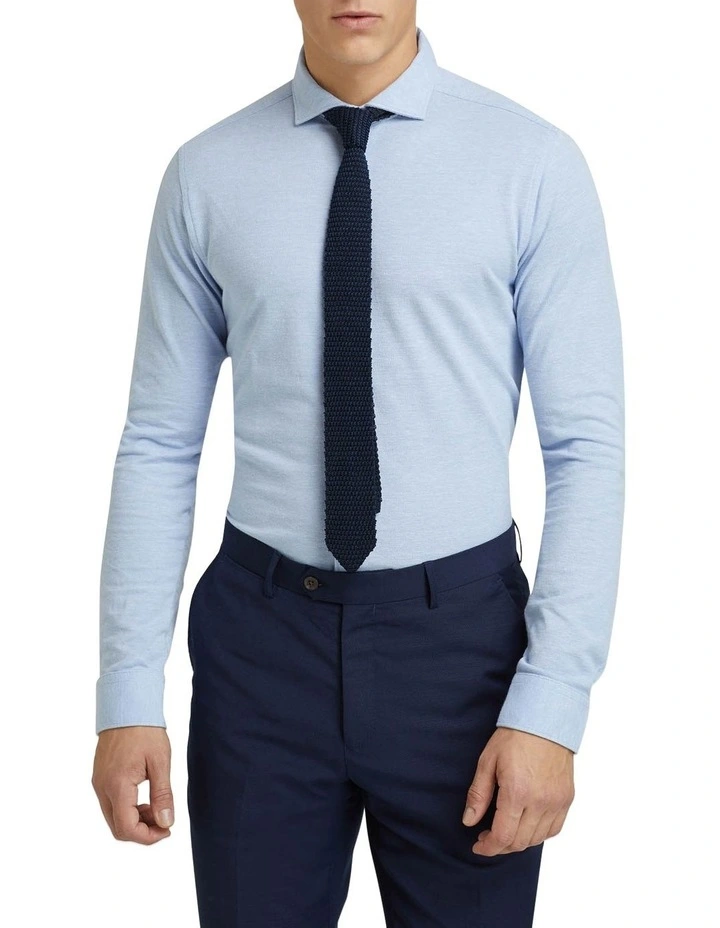 Oxford Pique Knitted Shirt In Sky 1 Oxford Pique Knitted Shirt In Sky