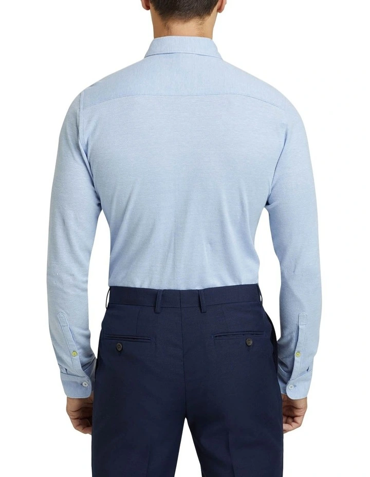 Oxford Pique Knitted Shirt In Sky 3 Oxford Pique Knitted Shirt In Sky - Image 3
