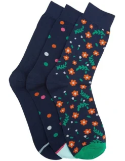 Oxford 3 Pack Dylan Navy Multi Socks