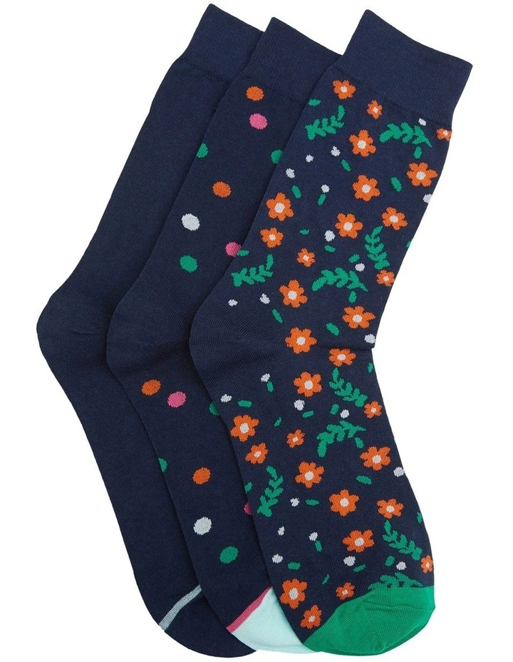 Oxford 3 Pack Dylan Navy Multi Socks 1 Oxford 3 Pack Dylan Navy Multi Socks