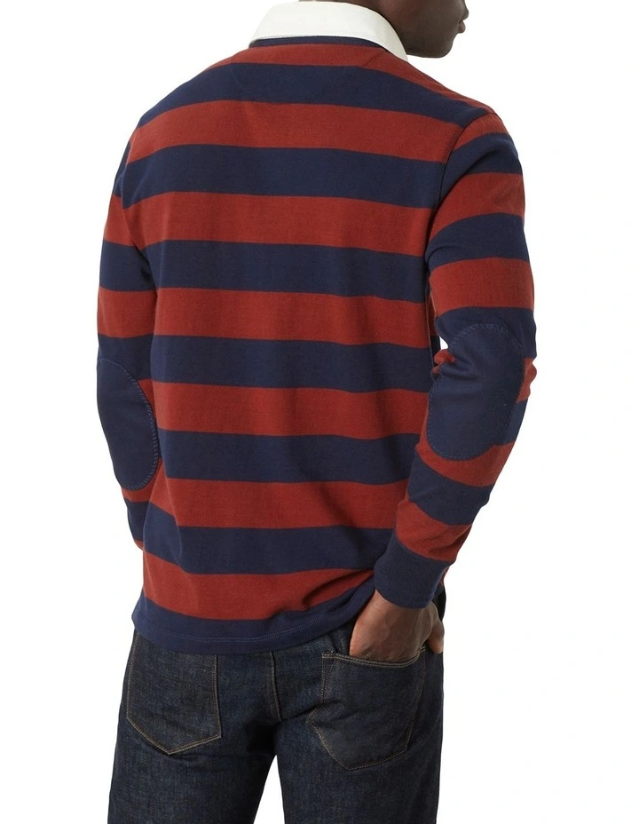 Lockey Stripe Long Sleeve Rugby Polo In Navy Multi 2 Lockey Stripe Long Sleeve Rugby Polo In Navy Multi - Image 2