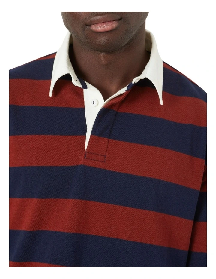 Lockey Stripe Long Sleeve Rugby Polo In Navy Multi 3 Lockey Stripe Long Sleeve Rugby Polo In Navy Multi - Image 3