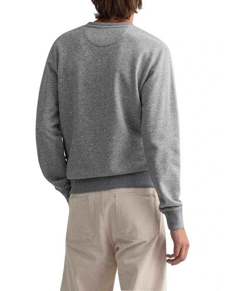 Gant Original Crew Neck Sweat Top In Grey Marle 2 Gant Original Crew Neck Sweat Top In Grey Marle - Image 2