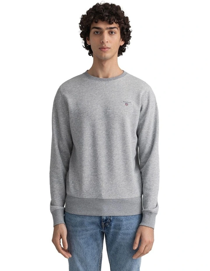 Gant Original Crew Neck Sweat In Grey 1 Gant Original Crew Neck Sweat In Grey
