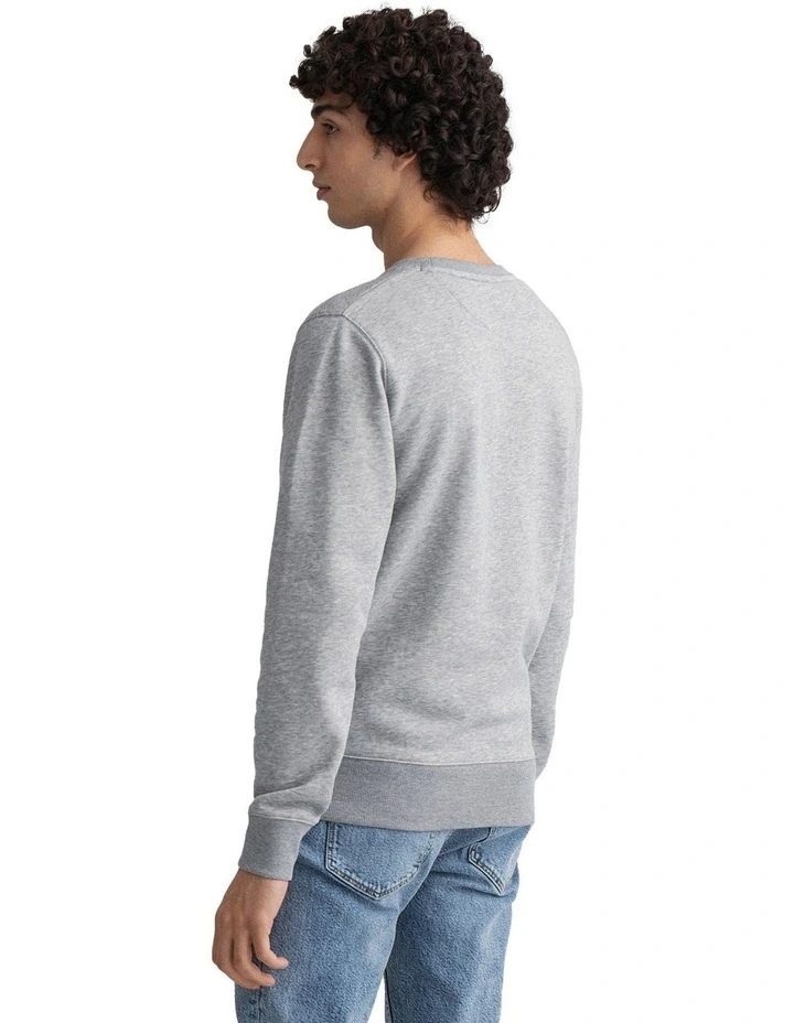 Gant Original Crew Neck Sweat In Grey 2 Gant Original Crew Neck Sweat In Grey - Image 2