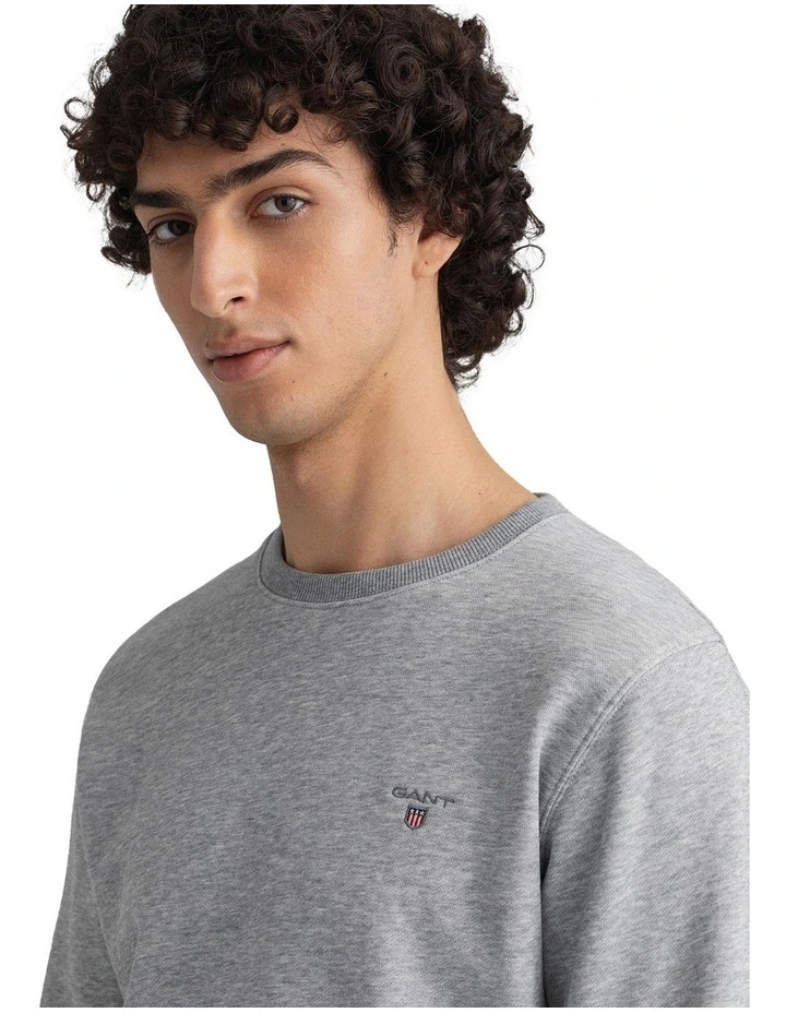 Gant Original Crew Neck Sweat In Grey 3 Gant Original Crew Neck Sweat In Grey - Image 3