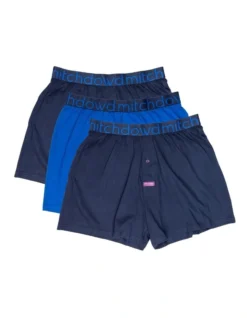 Loose Fit Knit Boxer 3 Pack In Blue