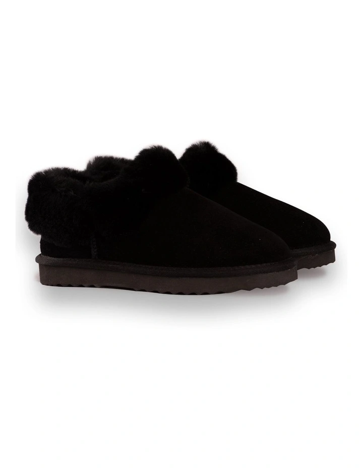 AUS WOOLI UGG UNISEX SHEEPSKIN WOOL TRADITIONAL ANKLE SLIPPERS Black 6 AUS WOOLI UGG UNISEX SHEEPSKIN WOOL TRADITIONAL ANKLE SLIPPERS Black - Image 6