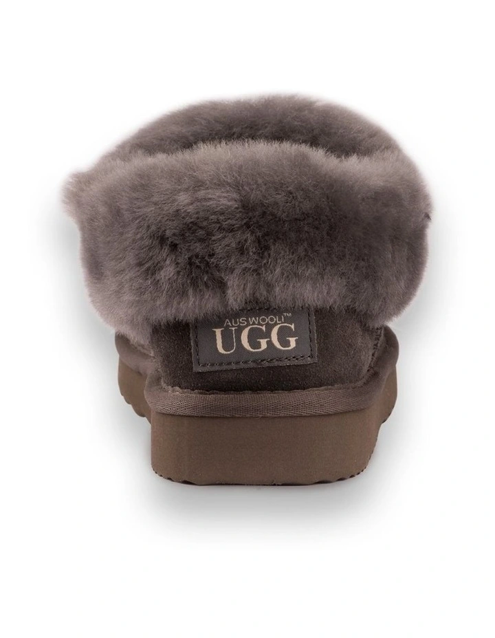 AUS WOOLI UGG UNISEX SHEEPSKIN WOOL TRADITIONAL ANKLE SLIPPERS Grey 3 AUS WOOLI UGG UNISEX SHEEPSKIN WOOL TRADITIONAL ANKLE SLIPPERS Grey - Image 3