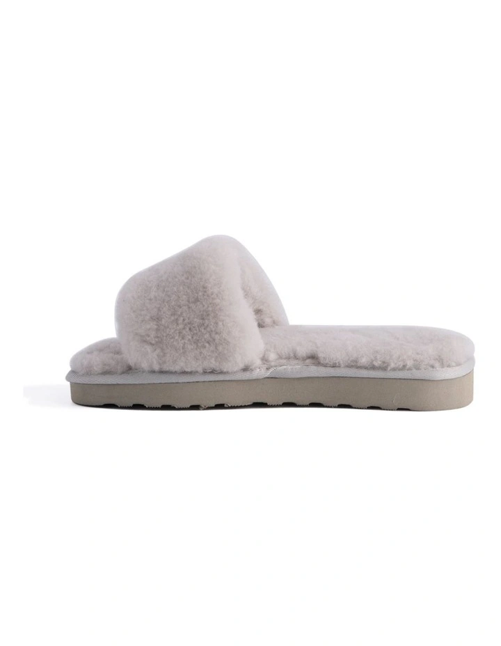 AUS WOOLI UGG WOMEN SHEEPSKIN FLUFF SLIDE Light Grey 4 AUS WOOLI UGG WOMEN SHEEPSKIN FLUFF SLIDE Light Grey - Image 4