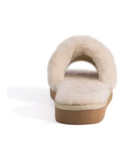 AUS WOOLI UGG WOMEN SHEEPSKIN FLUFF SLIDE Chestnut/Tan -Myer Clothing Shop 851402800 3 720x928