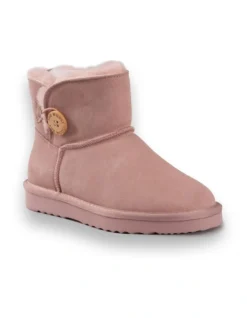 AUS WOOLI UGG SHORT SHEEPSKIN BUTTON BOOT Pale Pink