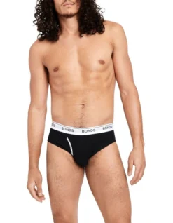 Bonds Guyfront Briefs 3 Pack In Black
