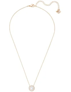 Swarovski Sparkling Dance Necklace Round Cut Rose Gold-Tone Plated In White
