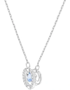 Swarovski Sparkling Dance Necklace Round Cut Rhodium Plated In Blue