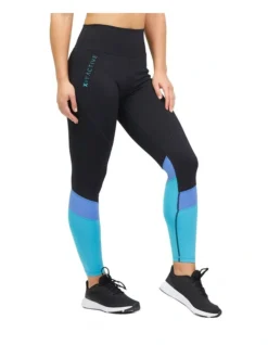 Panelled Full Length Legging Black/Teal