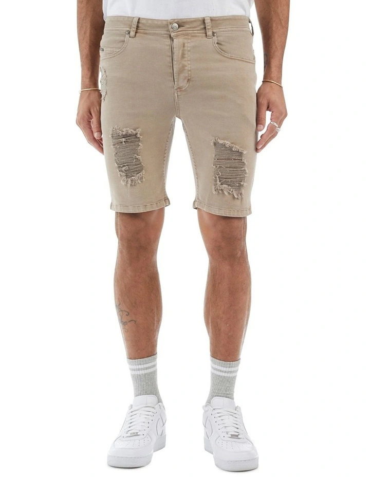 Thrift Distressed Denim Shorts Sand 1 Thrift Distressed Denim Shorts Sand
