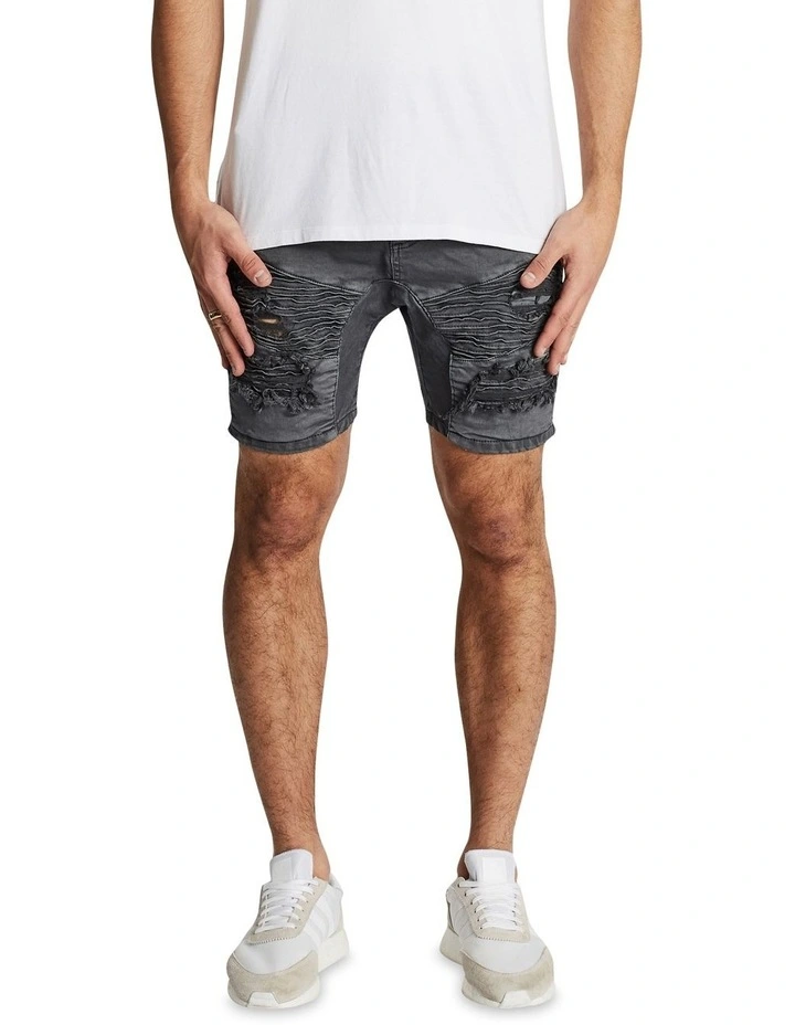 Hellcat Drop Crotch Denim Shorts Charcoal 1 Hellcat Drop Crotch Denim Shorts Charcoal