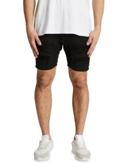 Hellcat Drop Crotch Denim Shorts Black