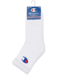 Champion C-Logo Quarter Crew Sport Socks White 3 Pack