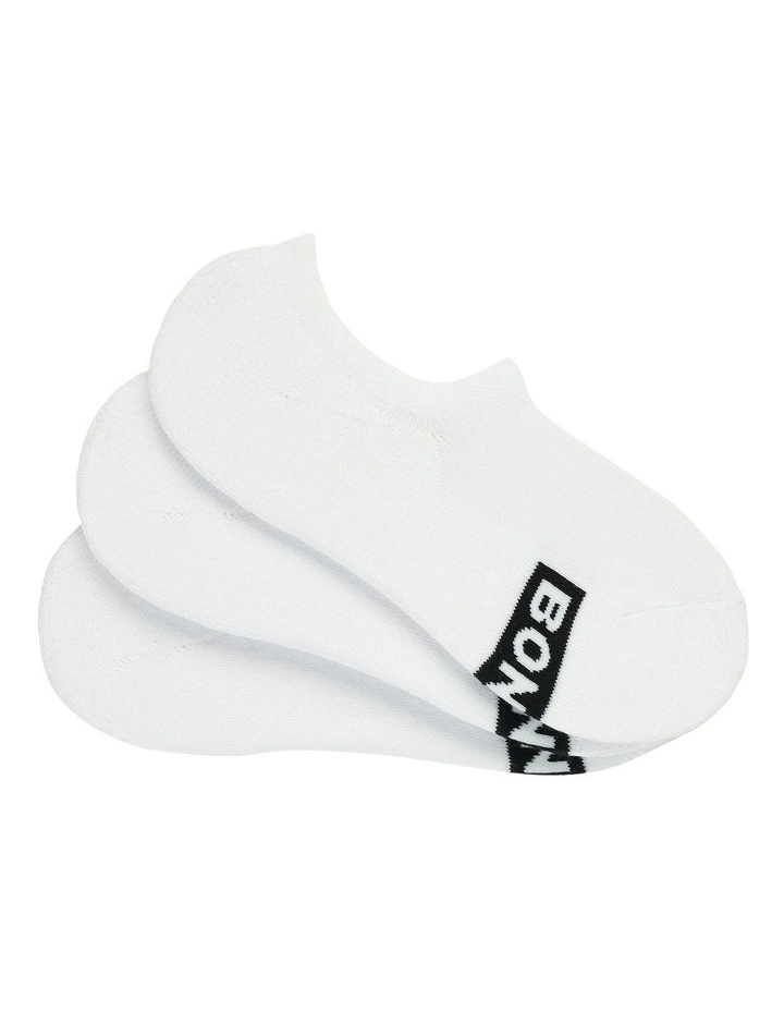 Bonds Logo 3D Sneaker Socks 3 Pack In White 1 Bonds Logo 3D Sneaker Socks 3 Pack In White