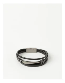 Multi Layer Black Bead Bar Bracelet