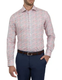 Tailored Fit Pink Giorgio Floral Print Shirt FDM461