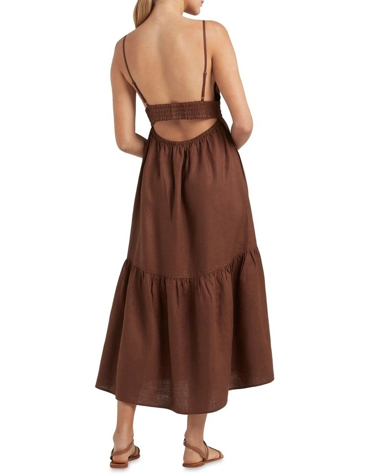 French Connection Linen Shirred Cut Out Dress 3 French Connection Linen Shirred Cut Out Dress - Image 3