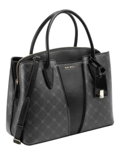 Nine West Lorraine Black Logo Multi Zip Top Satchel Bag -Myer Clothing Shop 860125780 3 720x928