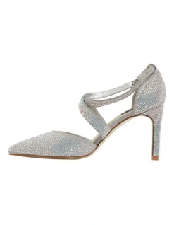 Madison Silver Fabric Heeled Shoes -Myer Clothing Shop 861441130 3 720x928