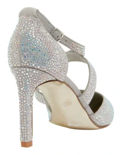 Madison Silver Fabric Heeled Shoes -Myer Clothing Shop 861441130 4 720x928