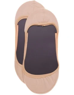 2 Pack Cotton Invisible Liner Socks In Beige