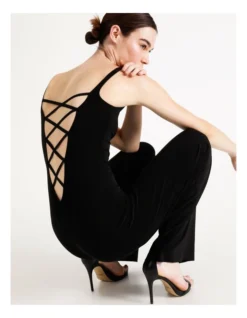 Norma Kamali Sleeveless Straight Leg Jumpsuit Black