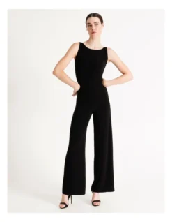 Norma Kamali Sleeveless Straight Leg Jumpsuit Black -Myer Clothing Shop 861530680 3 720x928
